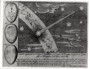 Diagramma astrologico della cometa apparsa a Roma durante la Vergine e rimasta visibile fino a novembre 1680 da Italian School