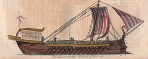 Trireme ateniese, IV secolo a.C. (acrostolio) - Triere o trireme - incisione da 