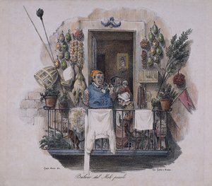 Balcone al Piccolo Molo a Napoli, Italia, XIX secolo da Italian School