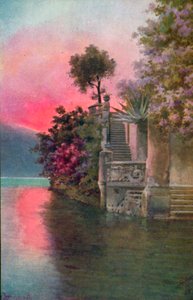 Bellagio, Lago di Como, Italia (litografia a colori) da Italian School