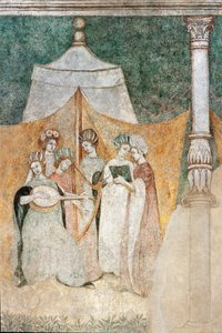 Bicocca degli Arcimboldi: affresco del XV secolo, dettaglio di donne che suonano musica (affresco)