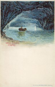 Grotta Azzurra, Capri (litografia a colori) da Italian School
