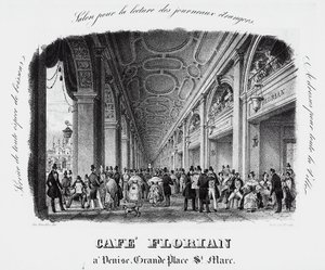 Caffè Florian in Piazza San Marco a Venezia, incisione, Italia