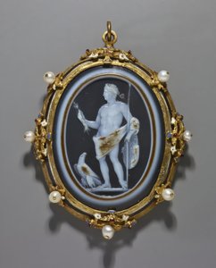 Cammeo che ritrae un imperatore romano come Giove, Cammeo: Romano, A.D. 41-54, Cornice: Italiana, fine XVI secolo