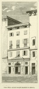Casa nella quale nacque Mazzini a Genova (incisione) da Italian School