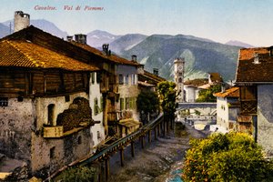 Cavalese, Val di Fiemme, postcard, Trentino-Alto Adige, Italy, 20th century da Italian School