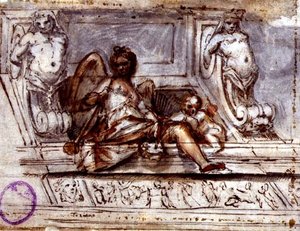 Design del Soffitto con la Musa della Musica, c.1700 da Italian School
