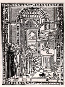 Coro della chiesa, illustrazione da Practica Musicae di Franchino Gaffurio (1451-1522), pubblicata a Venezia 1512