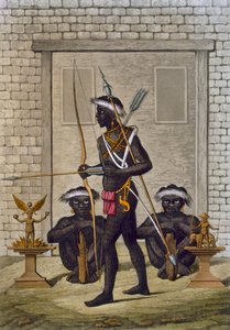 Guerrieri del Congo e figure feticce sorvegliano il palazzo del Saba o sovrano, c.1820-30 da Italian School
