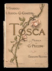 Copertina, Libretto della Tosca di Giacomo Puccini, Edizione Ricordi, Italia da Italian School
