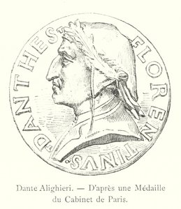 Dante Alighieri, da una medaglia del Gabinetto di Parigi (incisione)