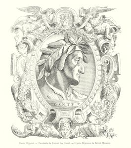 Dante Alighieri, fac-simile del ritratto dei Giunti, secondo la prova del British Museum