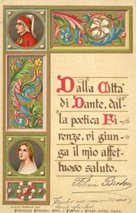 Dante, Beatrice, Divina Commedia (litografia a colori) da Italian School