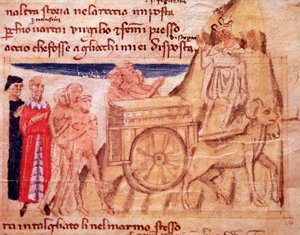 Dante e Virgilio e il carro e i buoi che tirano l