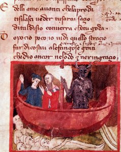 Dante e Virgilio sulla barca di Flegias incontrano Filippo Argenti (canto 8 dell