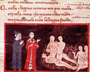 Dante e Virgilio circondati dai violenti (canto 14 dell