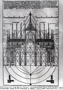 Progetto per il Duomo di Milano, illustrazione da De Architectura di Vitruvio, Como, 1521 da Italian School