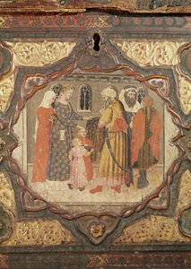 Dettaglio di un Cassone che Mostra la Storia di Saladino e Torello d