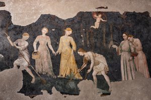 Dettaglio degli affreschi, Camera Pinta (Stanza Dipinta) da Italian School