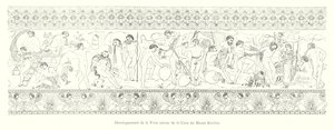Sviluppo del fregio attorno alla cista del Museo Kircher (incisione) da Italian School