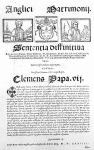 Documento che Dichiarava il Giudizio del Papa sulla Validità del Matrimonio di Enrico VIII e Caterina d