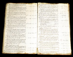 Doppia pagina di un registro contabile della famiglia Priuli della nobiltà veneziana, ricchi commercianti con l