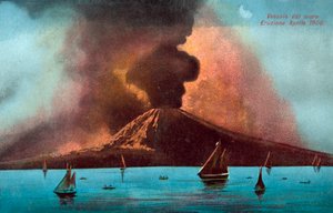 Eruzione del Vesuvio, aprile 1906 (litografia a colori) da Italian School