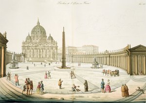 Facciata di San Pietro a Roma con la piazza davanti, tavola 25 da Parte III di La storia delle nazioni, inciso da G. Lago da Italian School