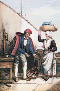 Pescivendolo e contadino, illustrazione da Costumi dell