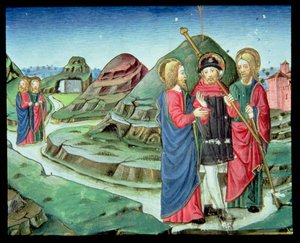 Fol.130v Cristo accompagna due discepoli a Emmaus senza che se ne rendano conto da Italian School