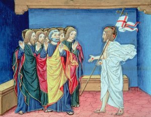 Il Cristo risorto mostra ai discepoli le sue mani e la ferita nel fianco da Italian School