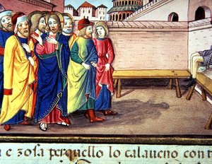 Fol.51v Cristo Entra a Cafarnao da Italian School