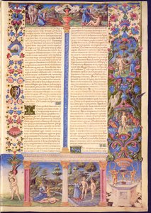 Fol.6r Genesi. Creazione di Adamo ed Eva, dalla Bibbia di Borso d