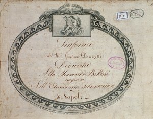 Frontespizio (dettaglio) di "Sinfonia in mi bemolle maggiore: dedicata alla memoria di Bellini" da Italian School