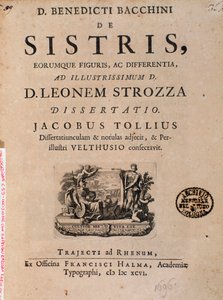Frontespizio da "De sistris" di Benedictus Bacchinius da Italian School