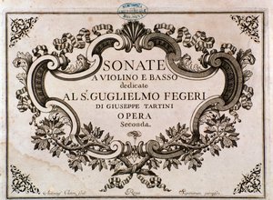 Frontespizio di spartito musicale per Sonate di Giuseppe Tartini da Italian School