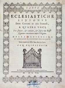 Frontespizio della partitura musicale del Concerto 5 in "Canzoni alla francese" di Adriano Banchieri da Italian School