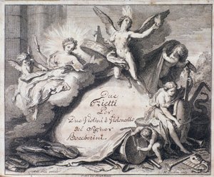 Frontespizio della partitura musicale di Due trietti per due violini e violoncello di Luigi Boccherini da Italian School
