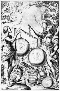 Frontespizio di Almagestum Novum di Giovanni Battista Riccioli, pubblicato nel 1651 da Italian School