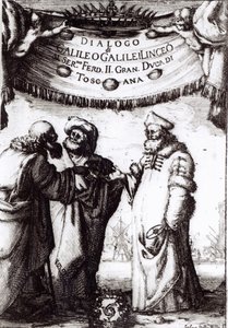 Frontespizio di Dialogo sopra i due massimi sistemi del mondo di Galileo, pubblicato nel 1632 da Italian School