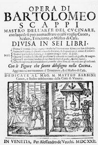 Frontespizio del libro di cucina di Bartolomeo Scappi, 1622 da Italian School