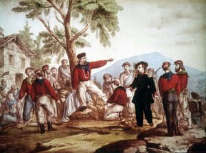 Garibaldi (1807-1882) ferito ad Aspromonte da Italian School