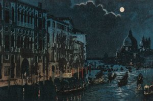 Canal Grande e Salute (litografia a colori) da Italian School