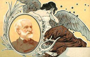 La morte di Giuseppe Verdi (litografia a colori) da Italian School