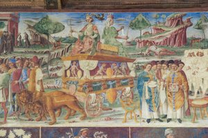 Sala dei Mesi, Parete Nord: "Luglio" con il trionfo di Giove e Cibele, c.1468-70 (affresco)
