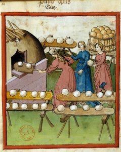 Manuale di salute: fare il pane. Miniatura del manoscritto 