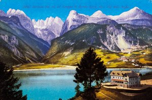 Hotel Molveno con Gruppo del Brenta e Val delle Seghe, cartolina, Trentino-Alto Adige, Italia, XX secolo da Italian School