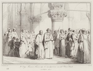 Il Doge Francesco Foscari, dopo la sua deposizione esce dal Palazzo Ducale da Italian School