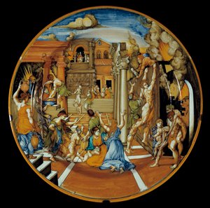 Iliade di Omero: piatto in maiolica che rappresenta l