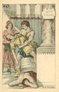 Illustrazione per il romanzo Quo Vadis di Henryk Sienkiewicz (litografia a colori) da Italian School